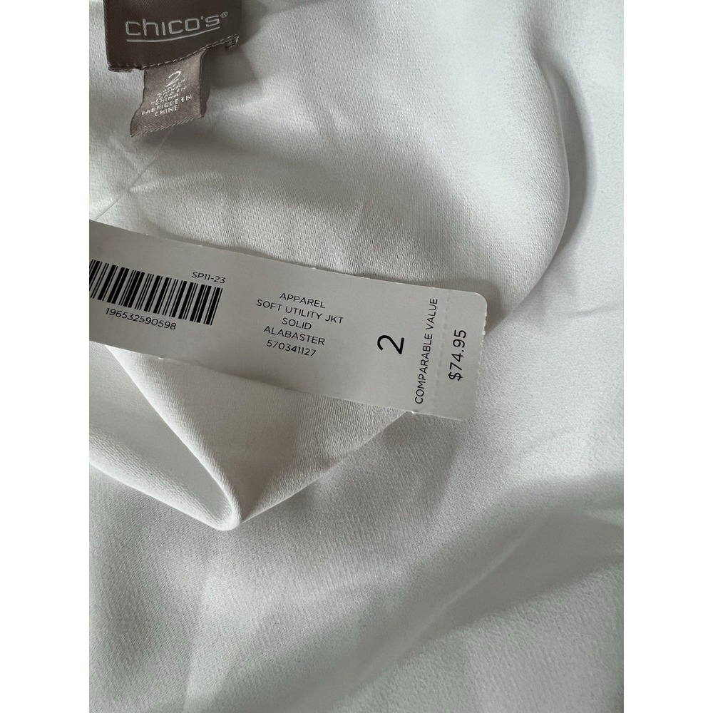 Chico's Soft Utility Jacket  Women's‎ Size 2 Alabaster NWT - Picture 10 of 12